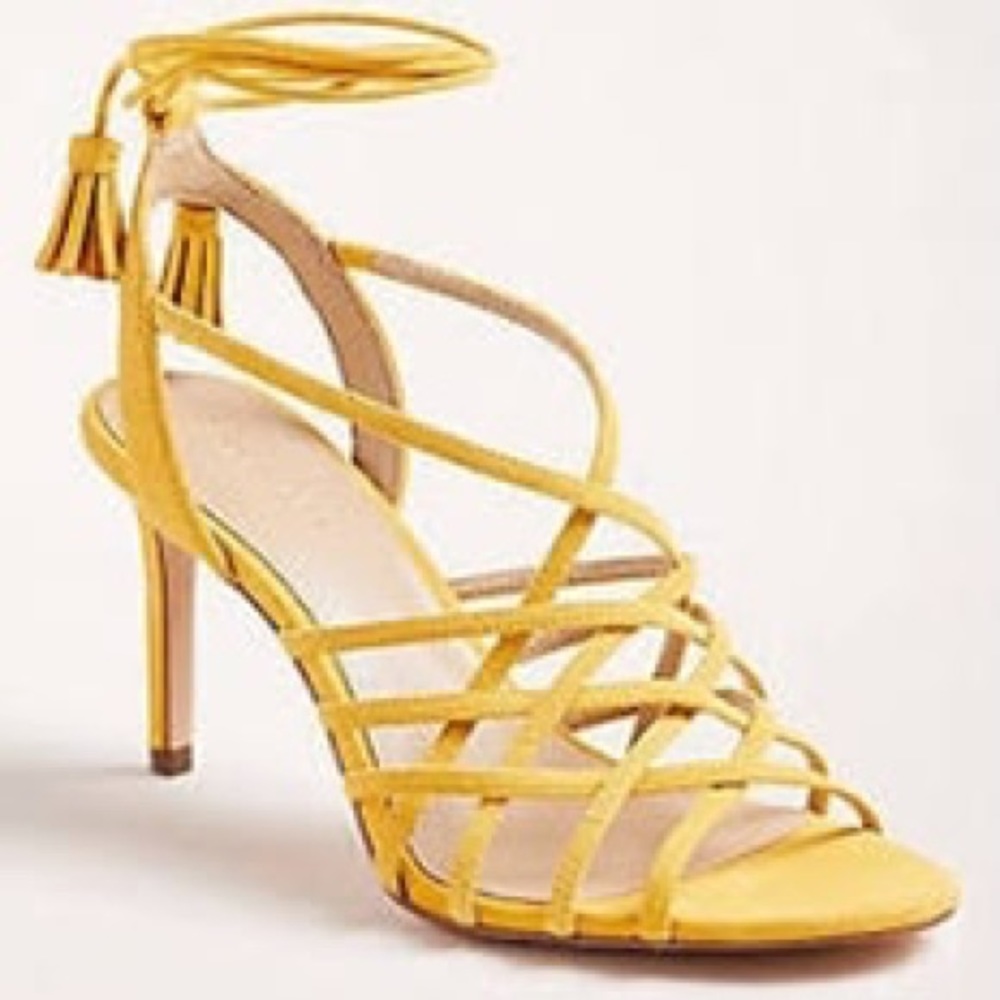 Ann Taylor yellow Oren Suede Heeled Sandals
